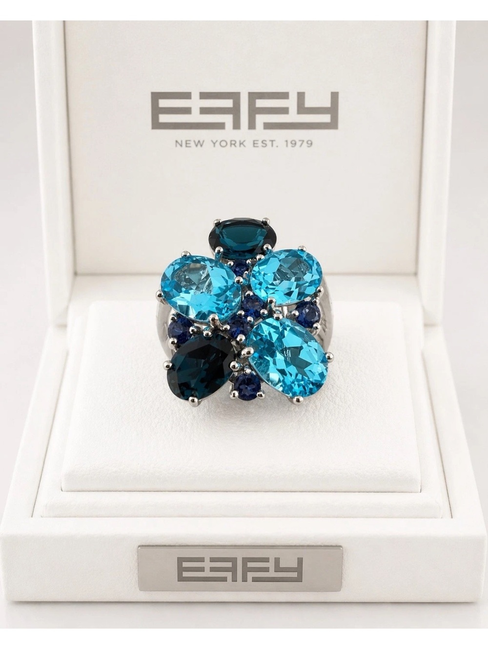 Effy 925 Sterling Silver Blue Topaz London Blue Topaziolite ladiesRing SZ 7